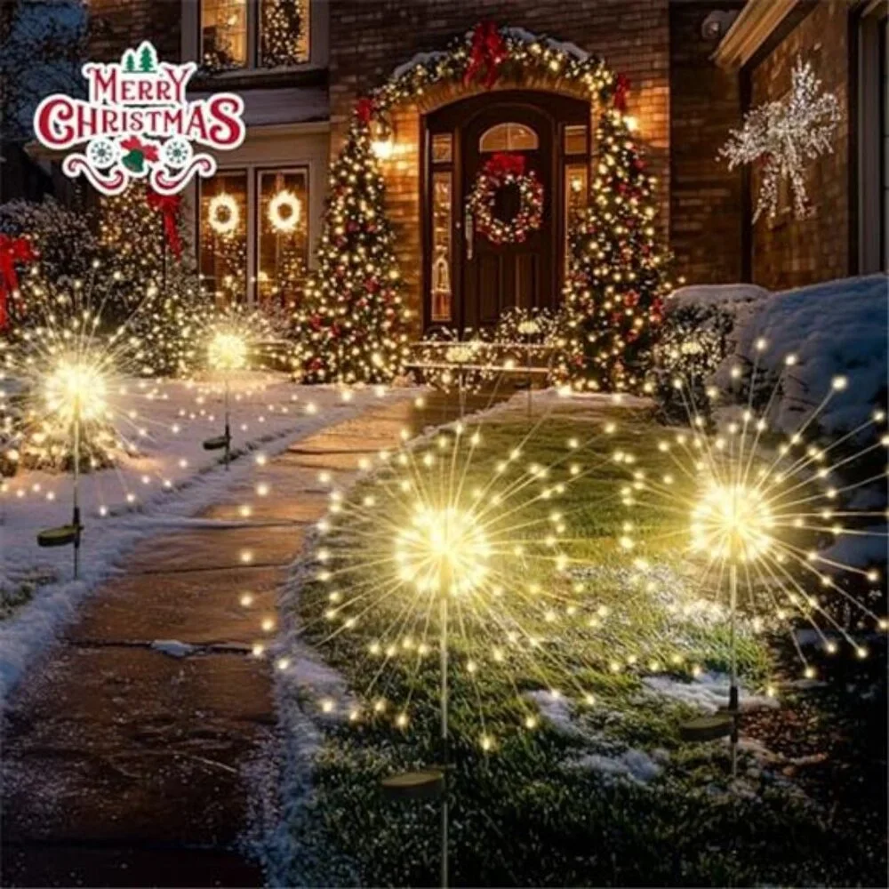 Solar Garden Lights 120 LED Firework Fairy Outdoor Decor 2 Pack